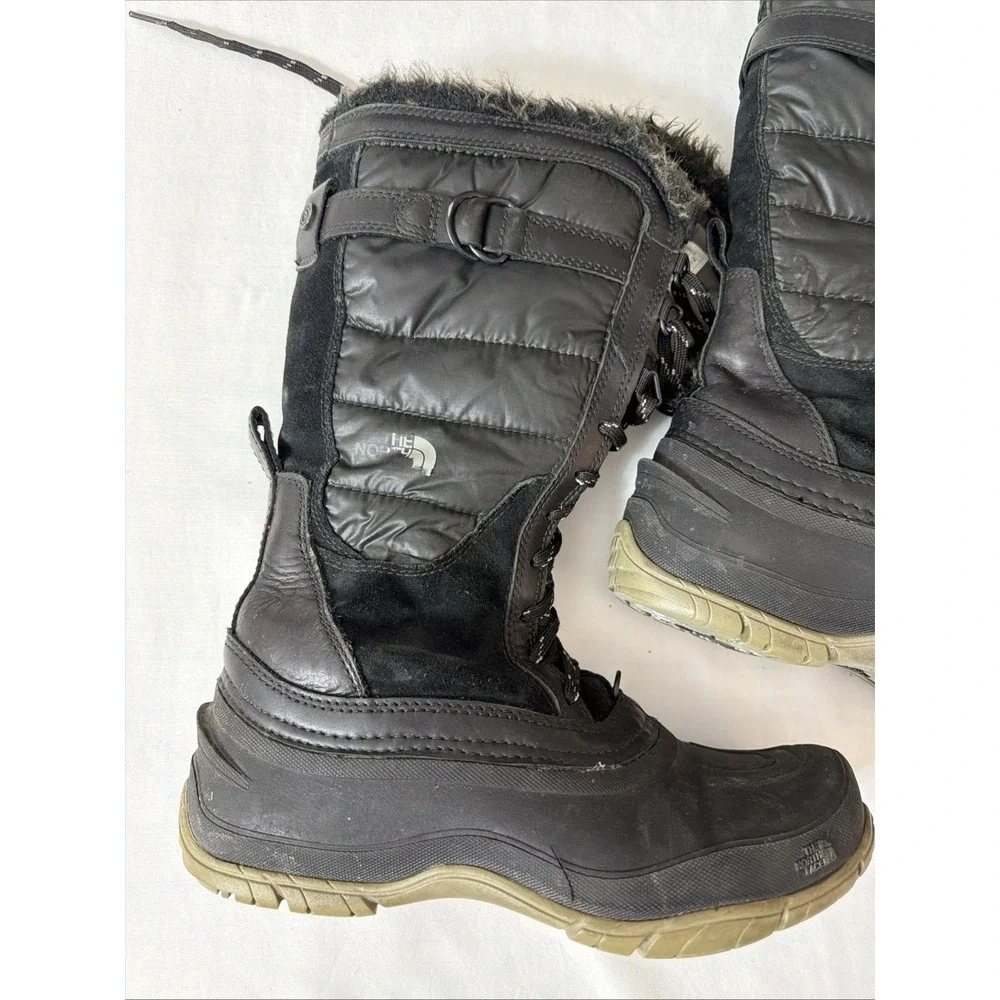 THE NORTH FACE Black Nuptse Purna PrimaLoft Tall Winter Boots Waterproof‎ Sz 8
